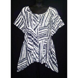 NEW Woman Within Hanky Hem Tunic Top 38/40 5X Short Sleeve Trapeze Shape